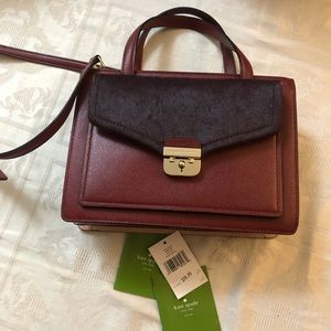 Kate Spade Zarinah Hyde Place crossbody handbag pink suede red micro pebble